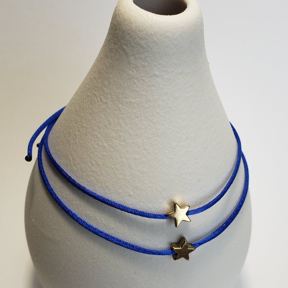 SET of 2 LUCKY STAR Blue String Kabbalah Tibetan Buddhist Adjustable BRACELET